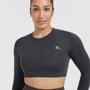 Go to seamless long sleeve fitted crop - Coal